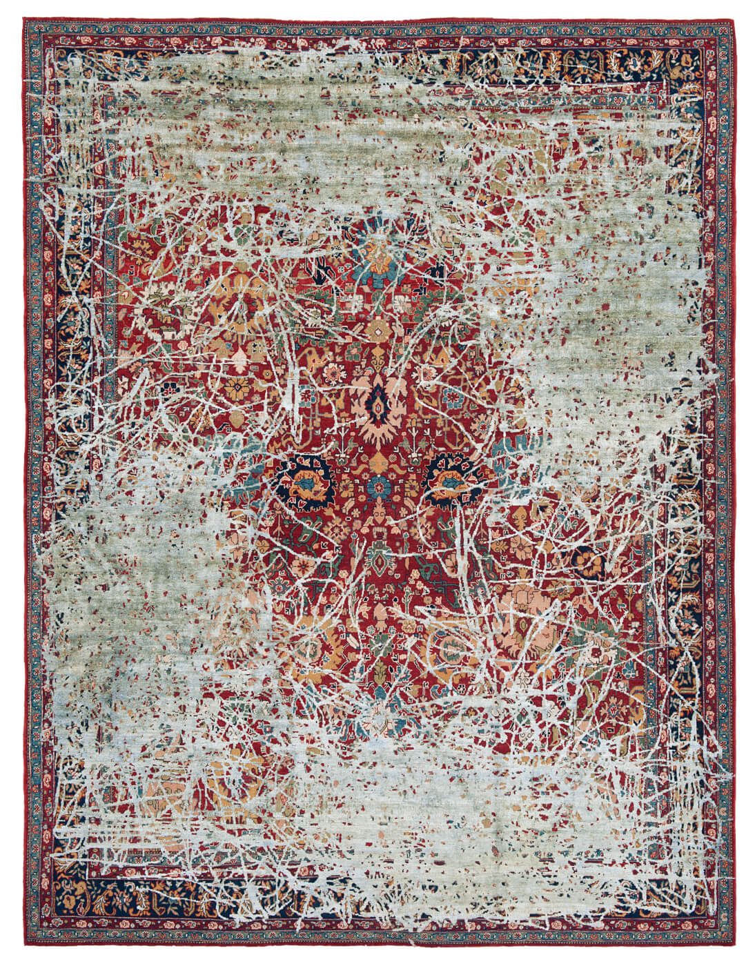 Bidjar Highgate Enjoy Red Grey Silk Rug