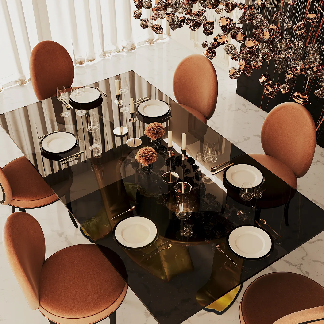 Ribbon Gold Leaf Dining Table