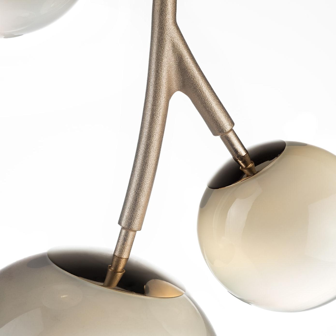 Brass Chandelier with White Glass Spheres
