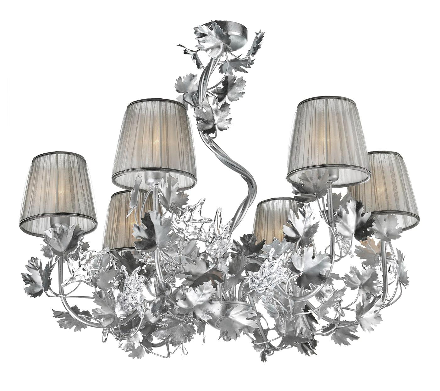 Modern Chandelier with Transparent Glass Leaves
