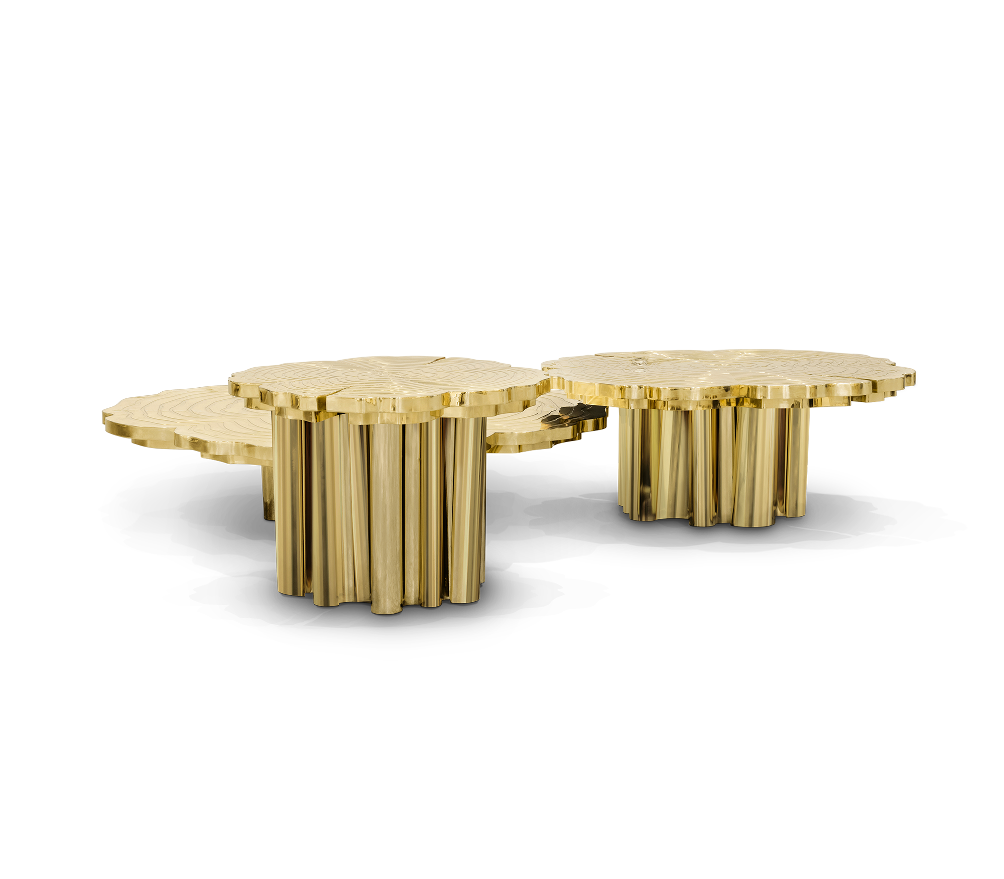 Fortuna Gold-Tone 3-Piece Coffee Table Set