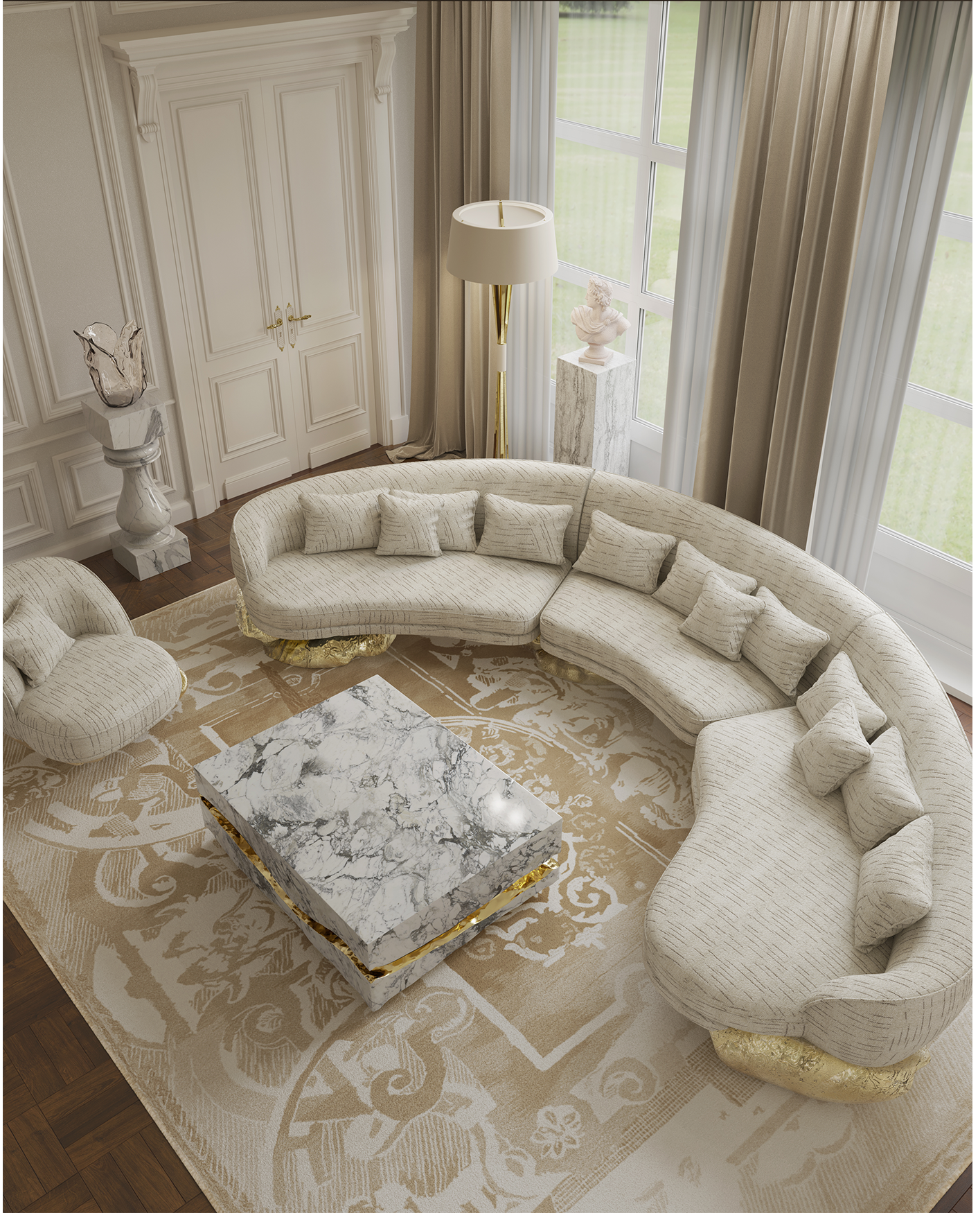 Boulder Carrara Marble Accent Table Boulder Carrara Marble Accent Table