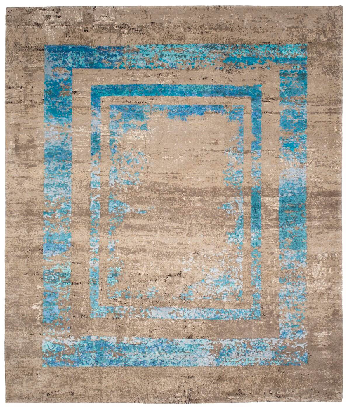 Artwork 27 Triple Border Blue Rug ☞ Size: 250 x 300 cm