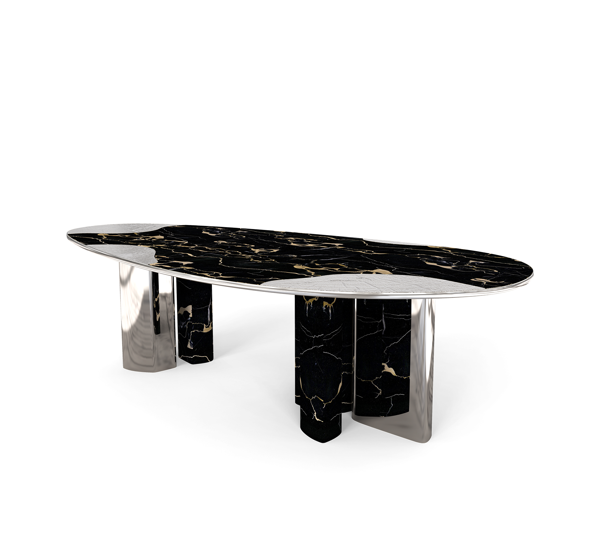 Athena Portoro Marble & Silver Table