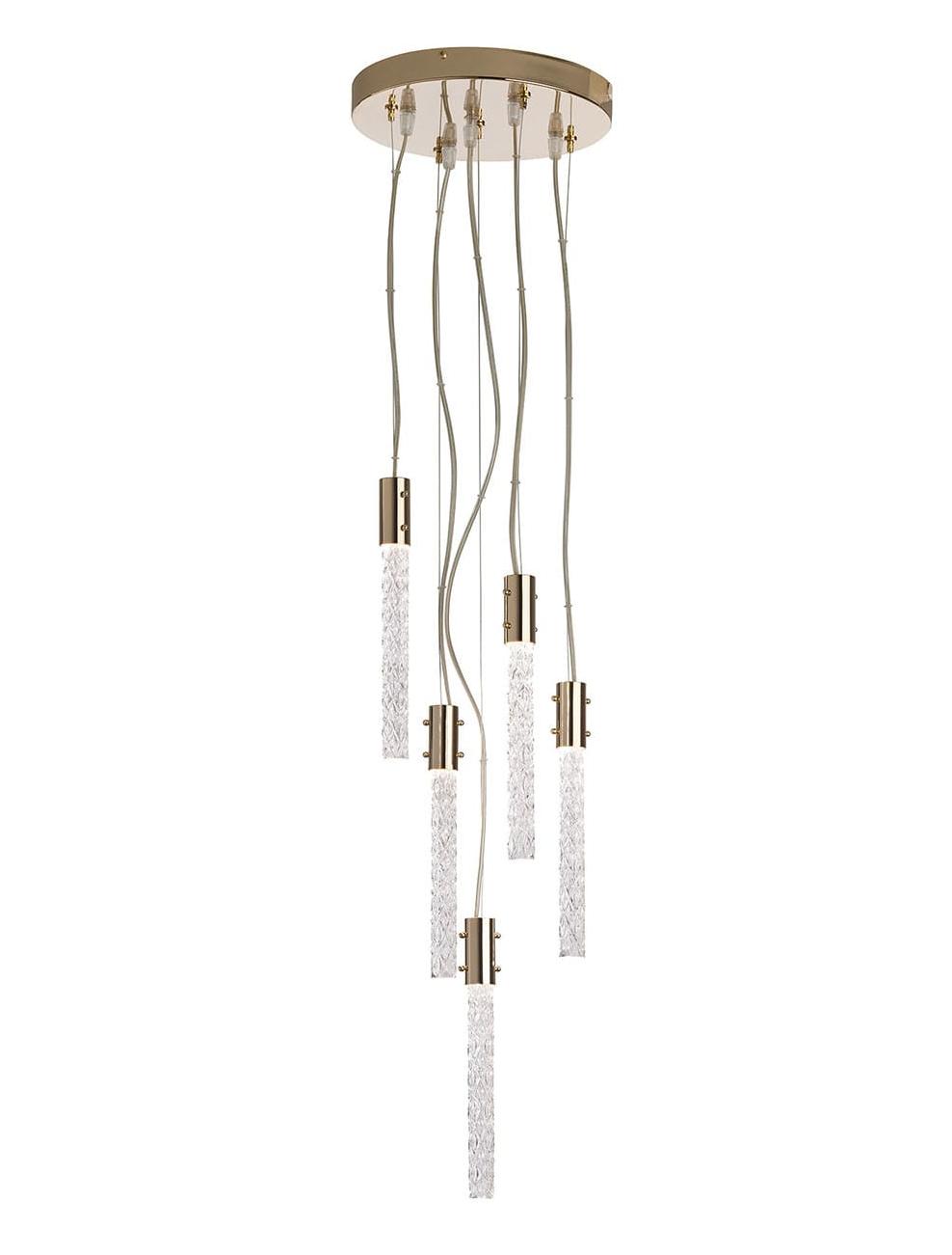 Gold Finish Crystal Rhombus Pendant Light