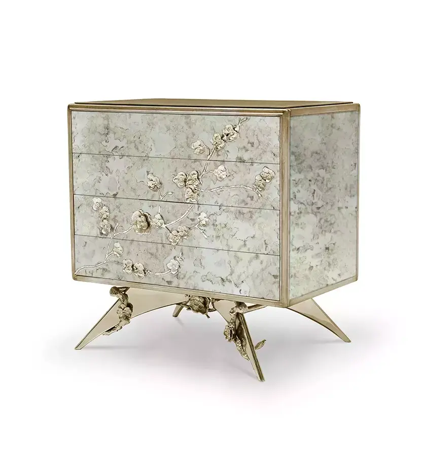 Mirage Aged Mirror Bedside Table