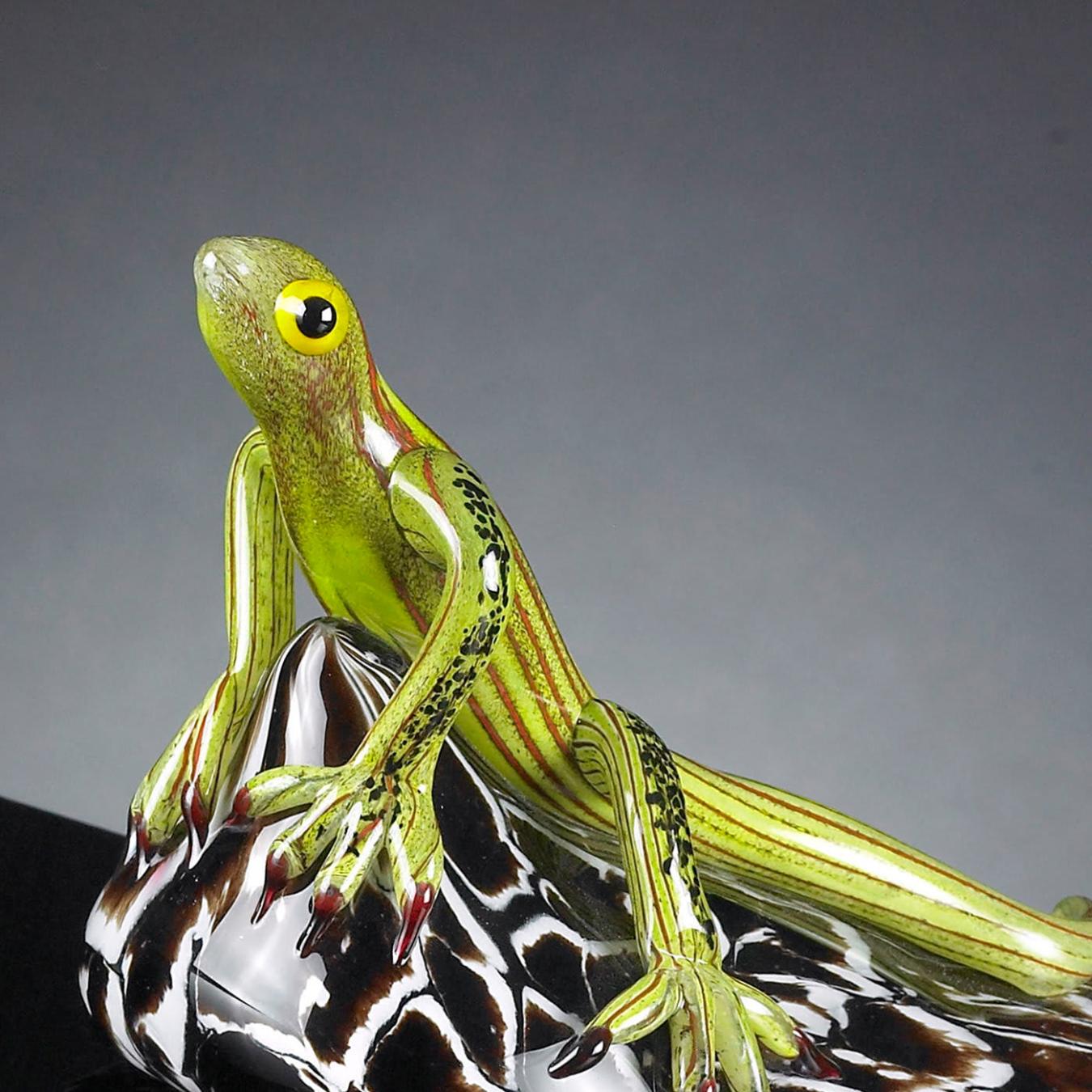 Lizard on Stone Figure