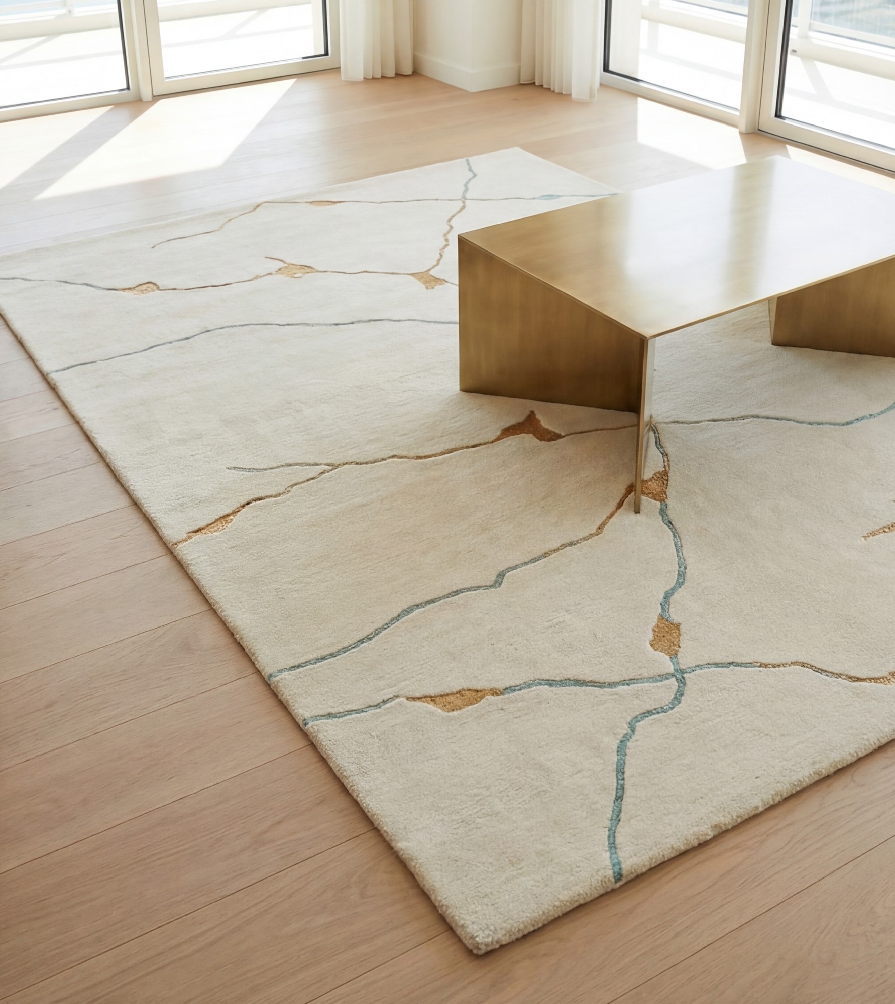 Golden Veins Ivory Rug