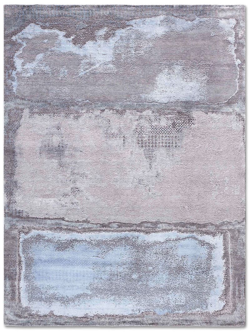 Light Blue Silver Hand-Woven Rug