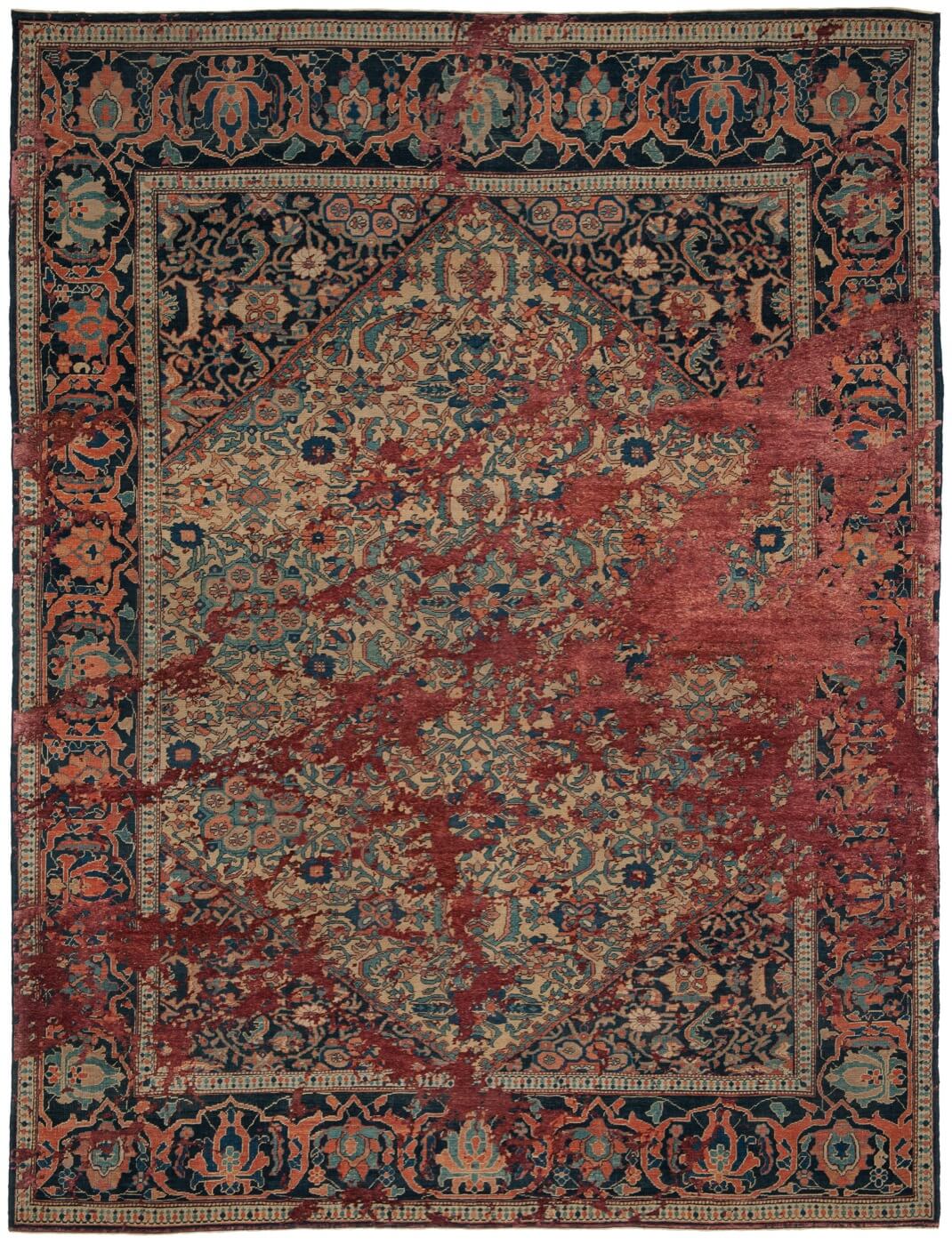 Serapi Queensbury Sky Yellow Brownred Silk Rug | Size: 300 x 400 cm