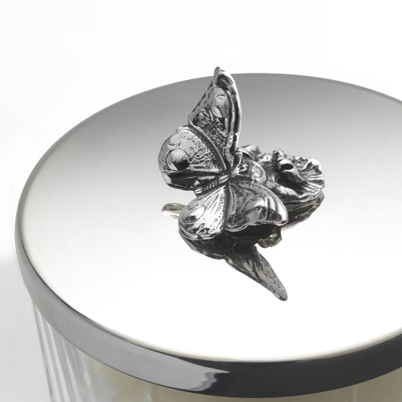 Spring Butterfly Silver Candle Vase