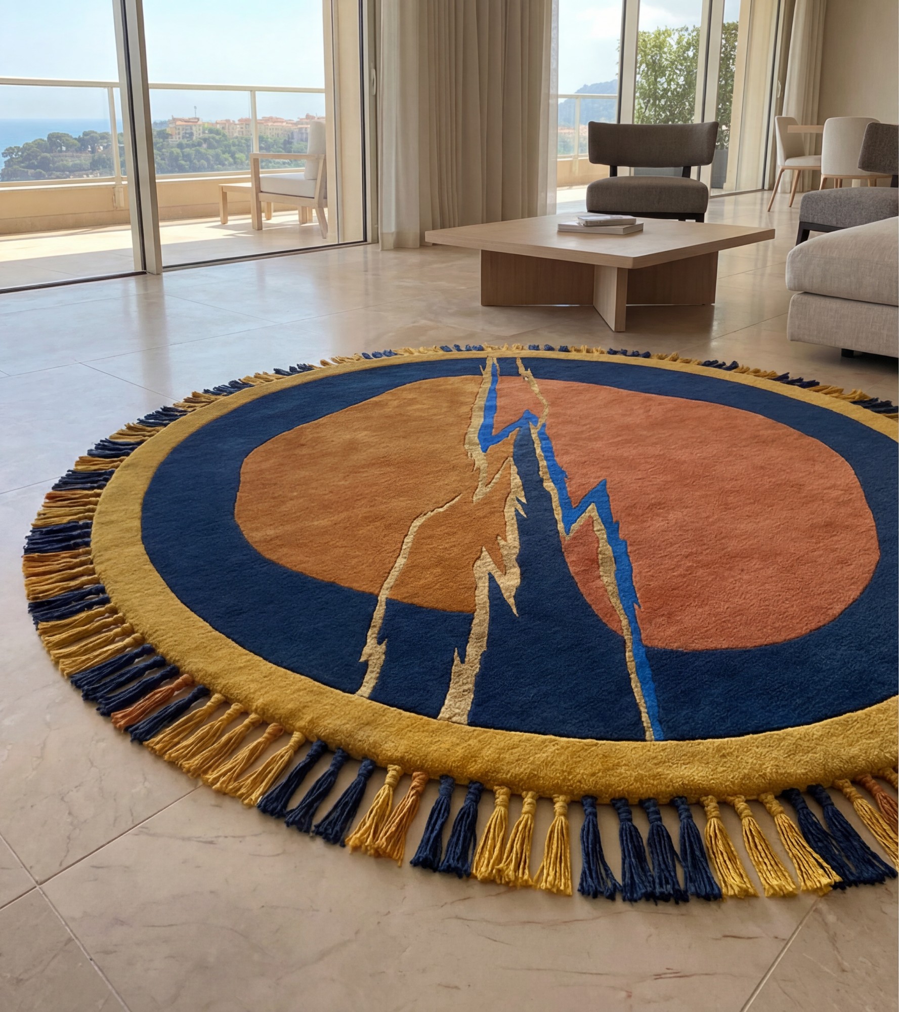 Lightning Crest Gold Rug