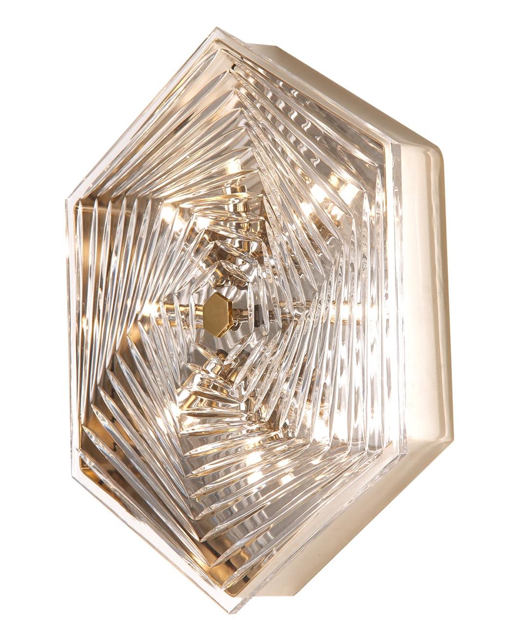 Large Hexagonal Brass Wall and Ceiling Light