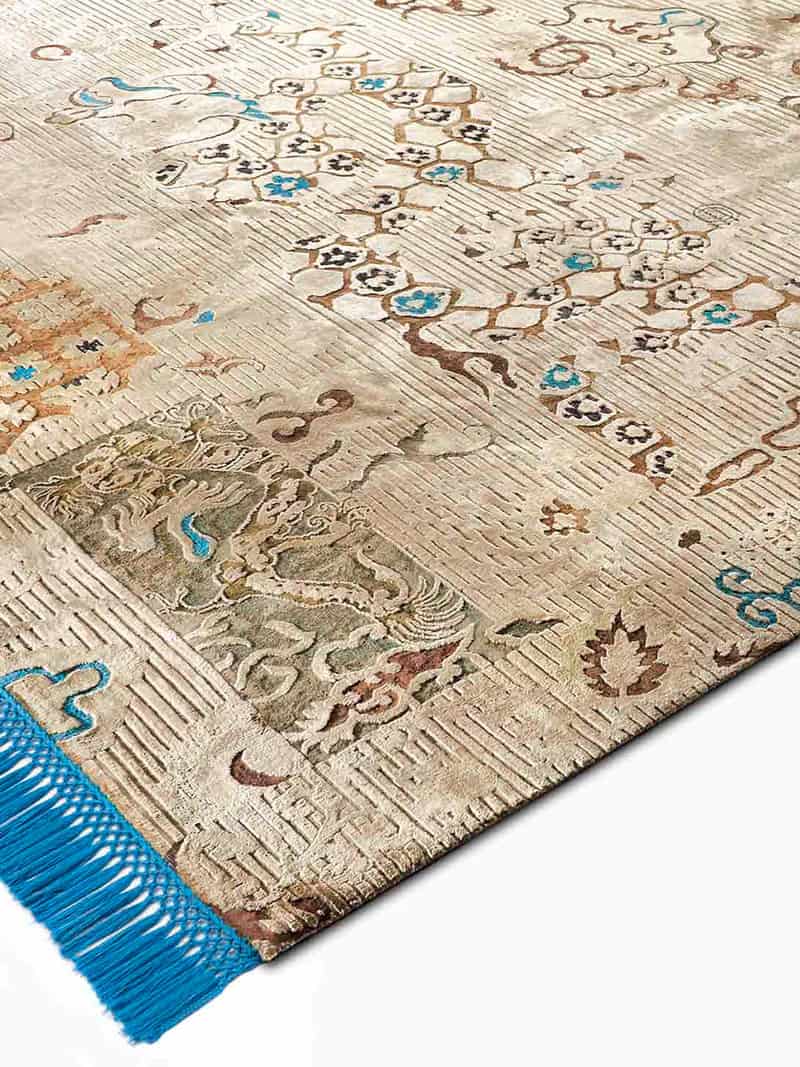 Dragon Blue / Beige Hand-Knotted Rug