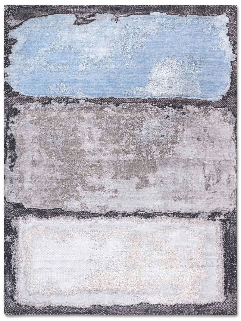 Light Blue Taupe Hand-Woven Rug