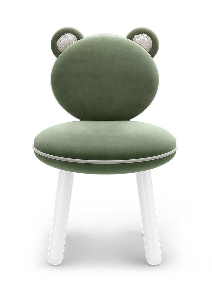Fluffy Green Bear Children's Chair