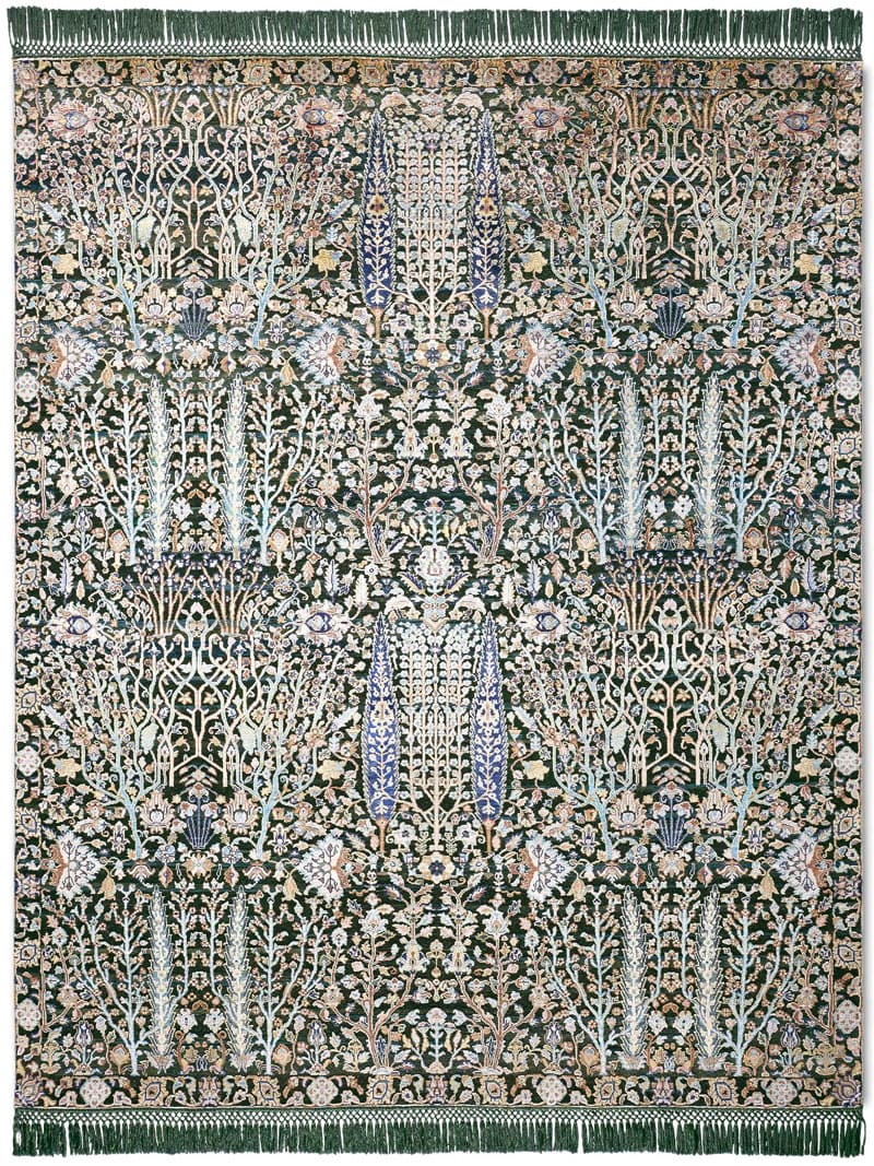 Pine Garden Green Luxury Rug