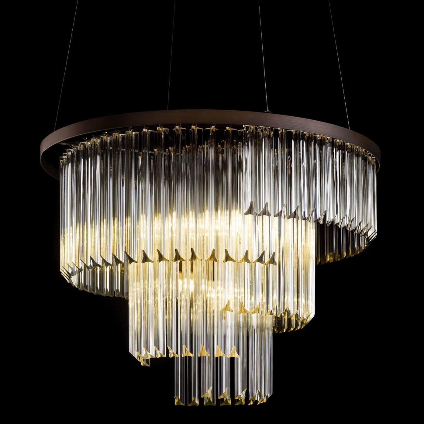 Modern Round Trihedron Glass Chandelier