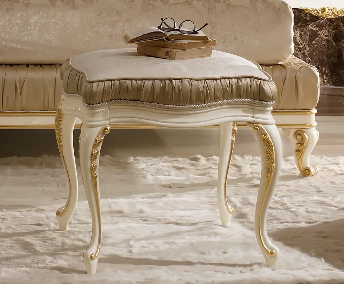 Beige and Gold Classic Stool