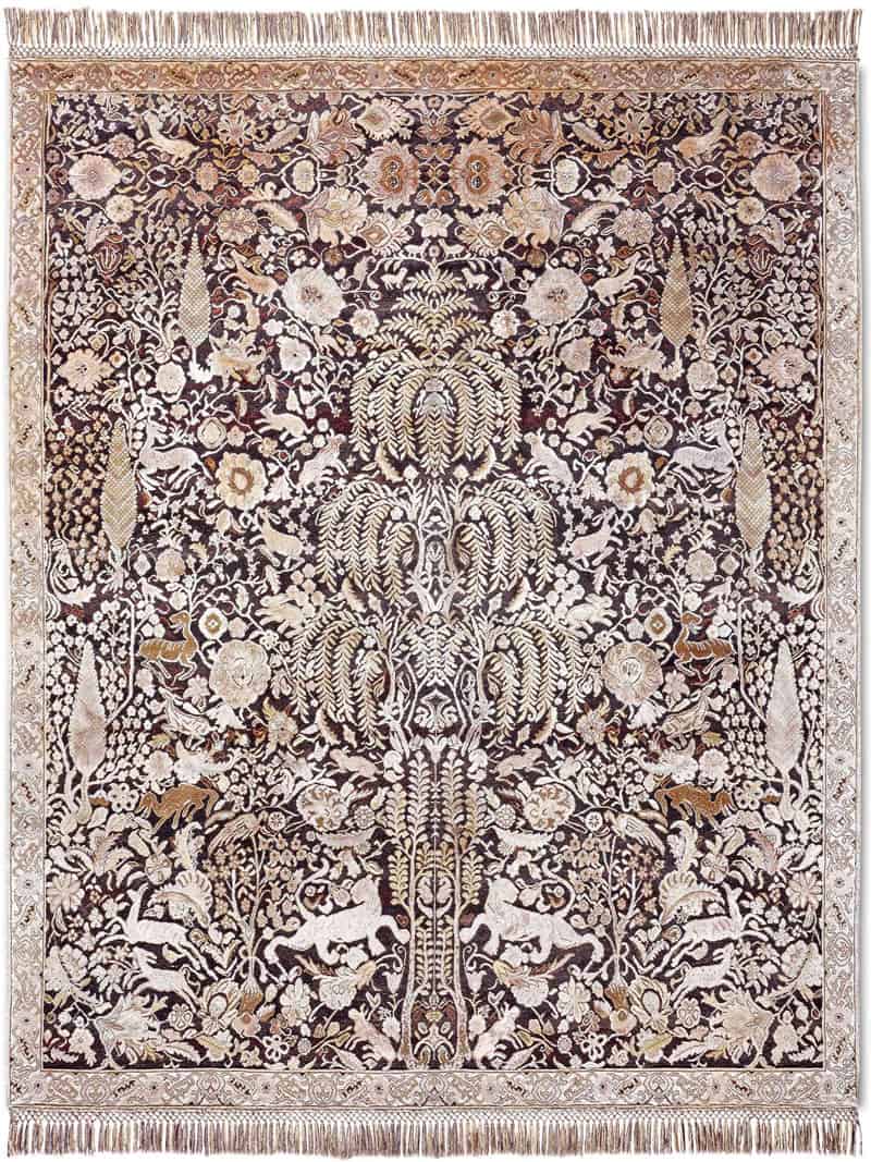 Gold / Purple Handmade Luxury Rug