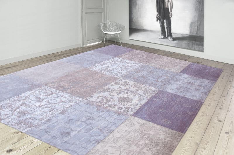 Patchwork Style Rug Multi Lavender ☞ Size: 280 x 360 cm