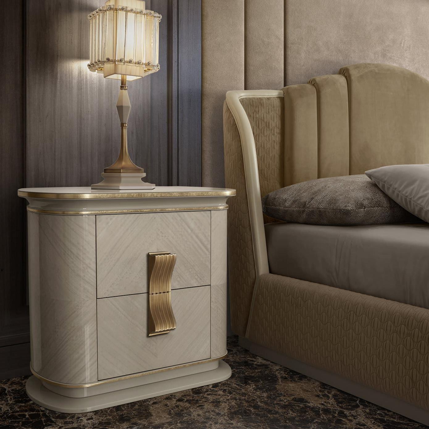 Dilan White and Gold Bedside Table
