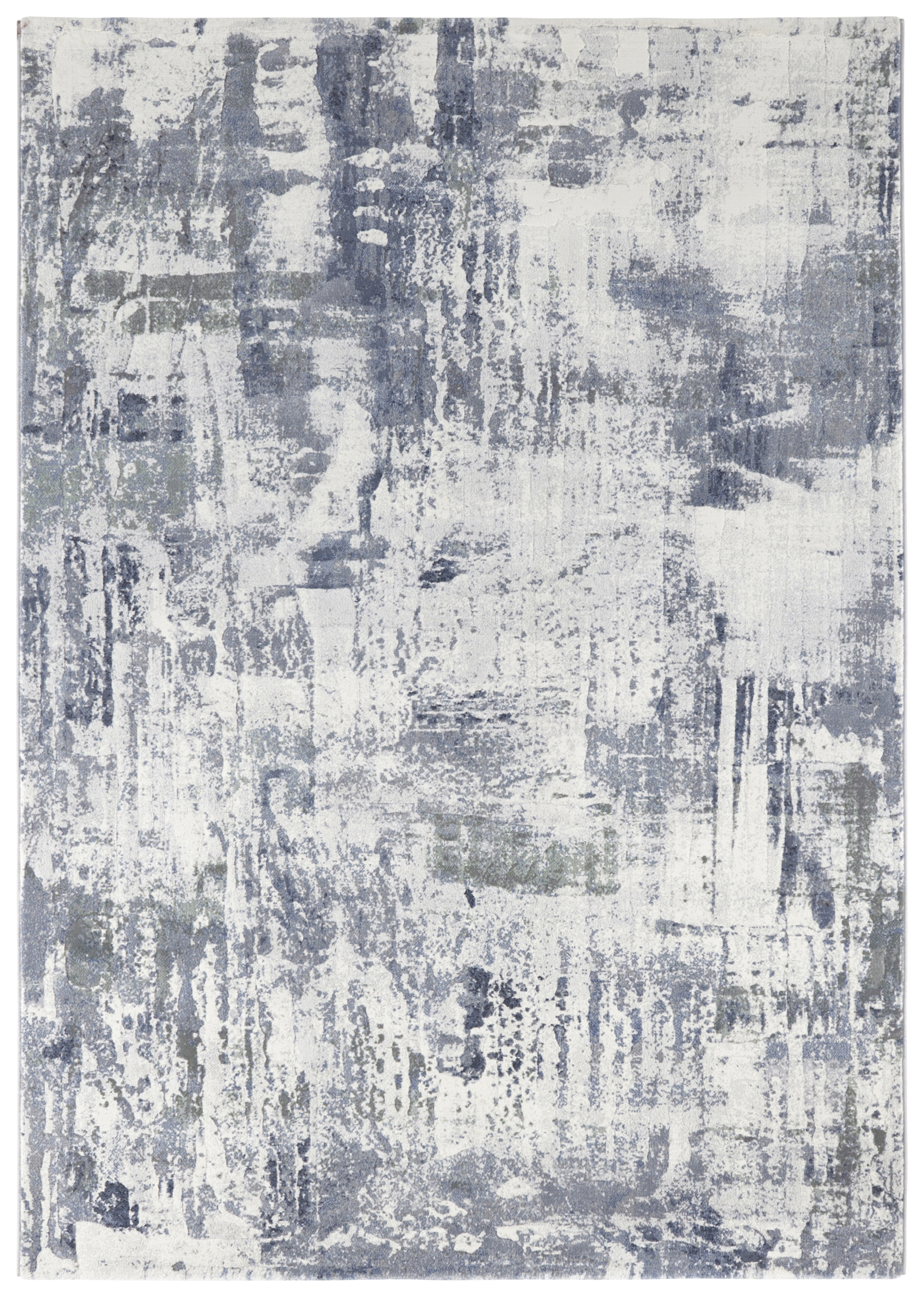 Vernon Cream Blue Grey With Brush-stroke-effect Rug | Size: 80 x 150 cm