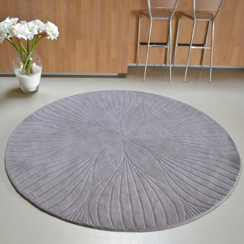 Folia Grey 38305 Round Rug ☞ Size: Ø 150 cm