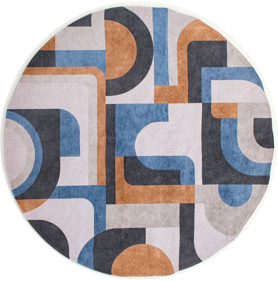 Camel Blue 9196 Round Rug
