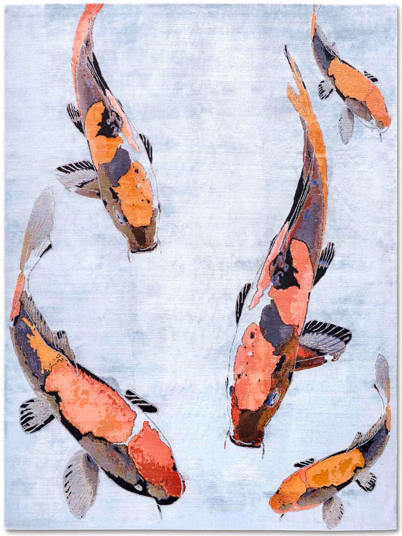 Fish Orange Luxury Hand-Knotted Rug