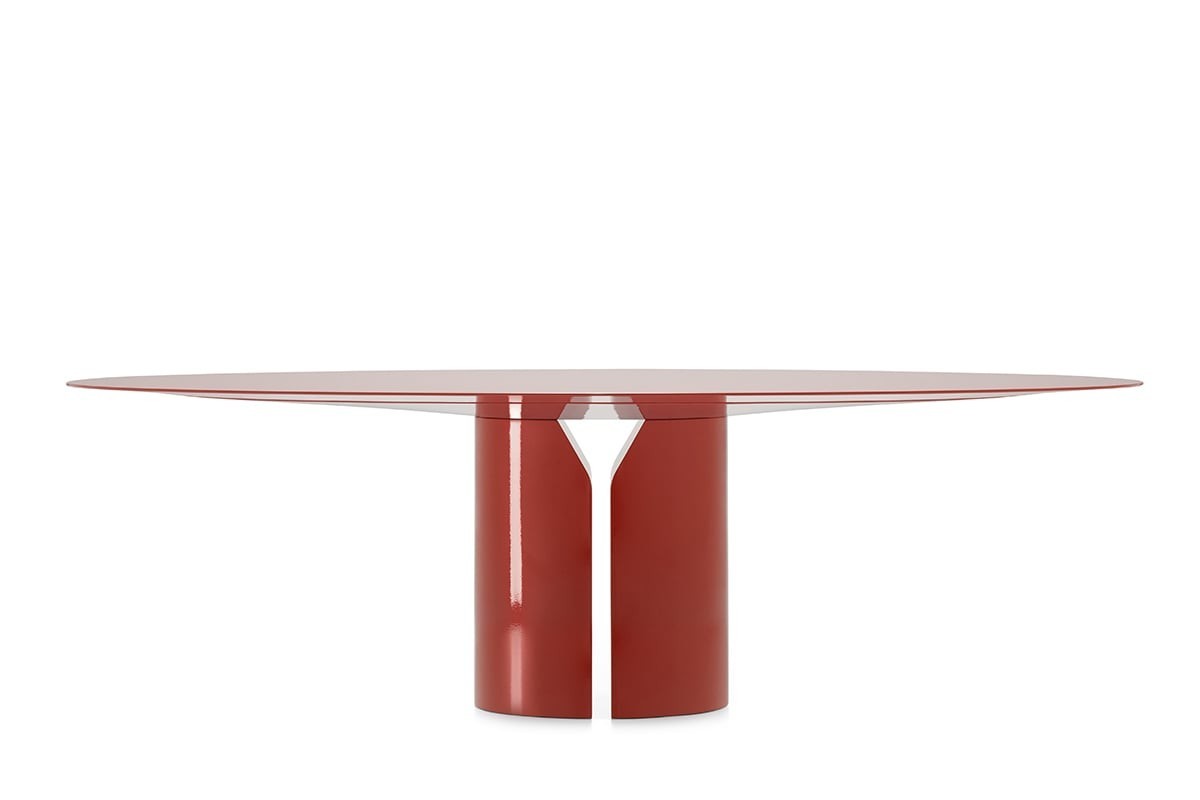 NVL Table ☞ Structure: Matt/Gloss Black Lacquered Base ☞ Top: Carrara Matt/Gloss White Marble