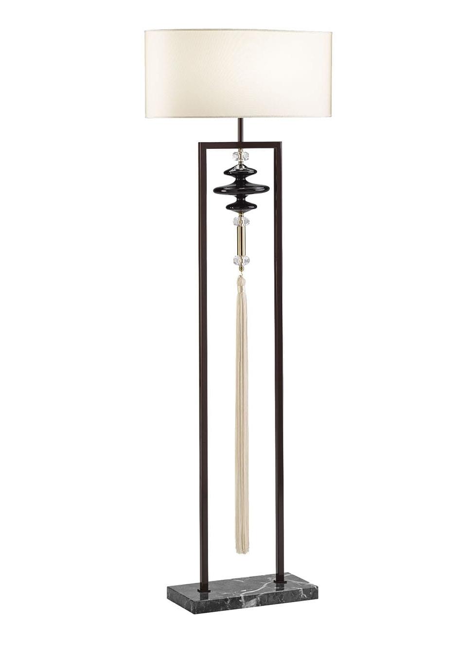 Floor Lamp with Marble Base and Ivory Shade