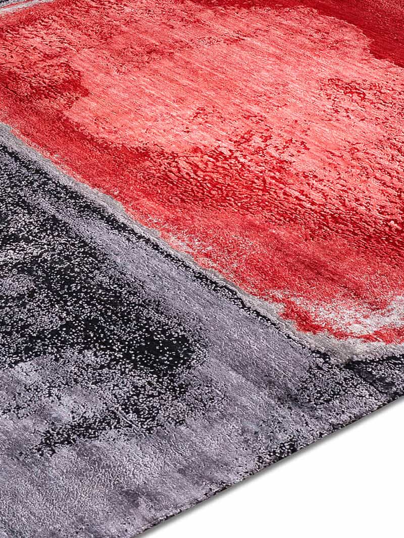 Red Silver Hand-Woven Rug