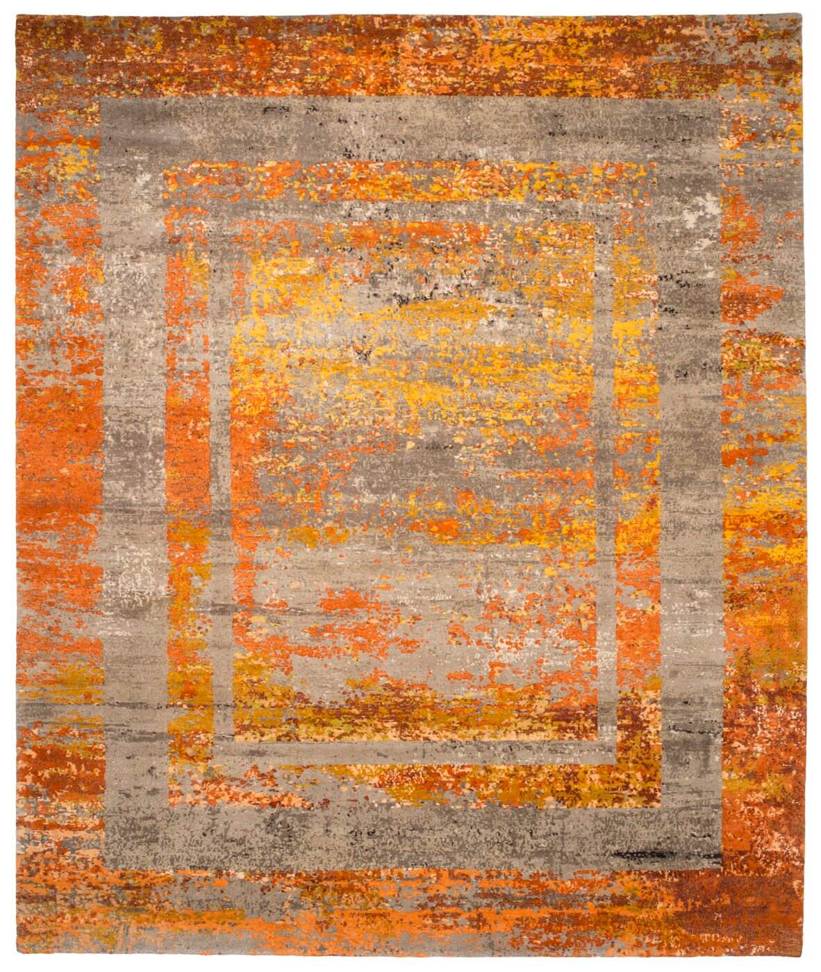 Artwork 27 Triple Border Reverse Orange Rug