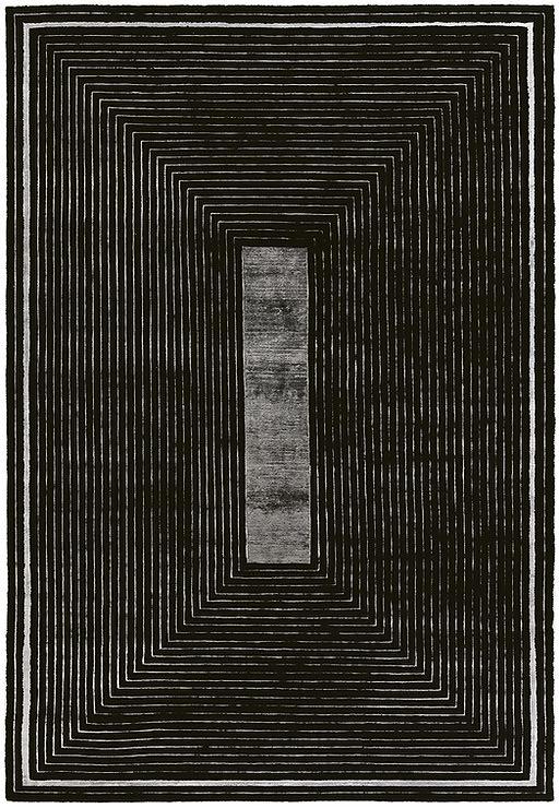 Hand Knotted Black Frame Wool & Viscose Rug