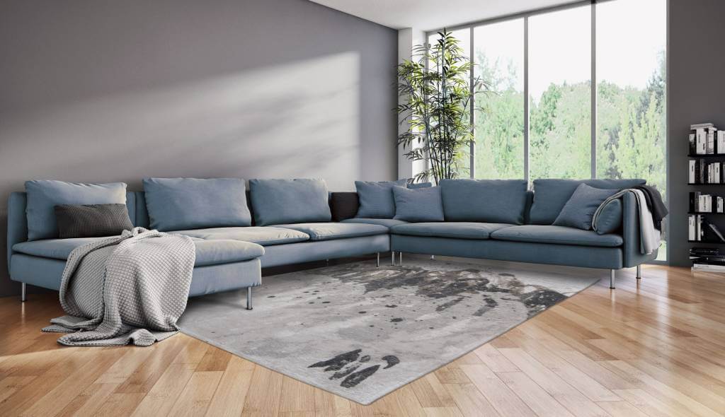 Jacquard Cotton Flatweave Rug Grey Waves | Size: 230 x 330 cm
