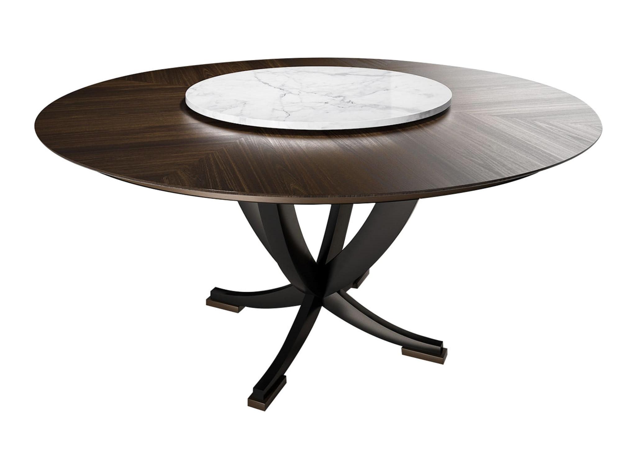 Chic Wood & Marble Round Dining Table