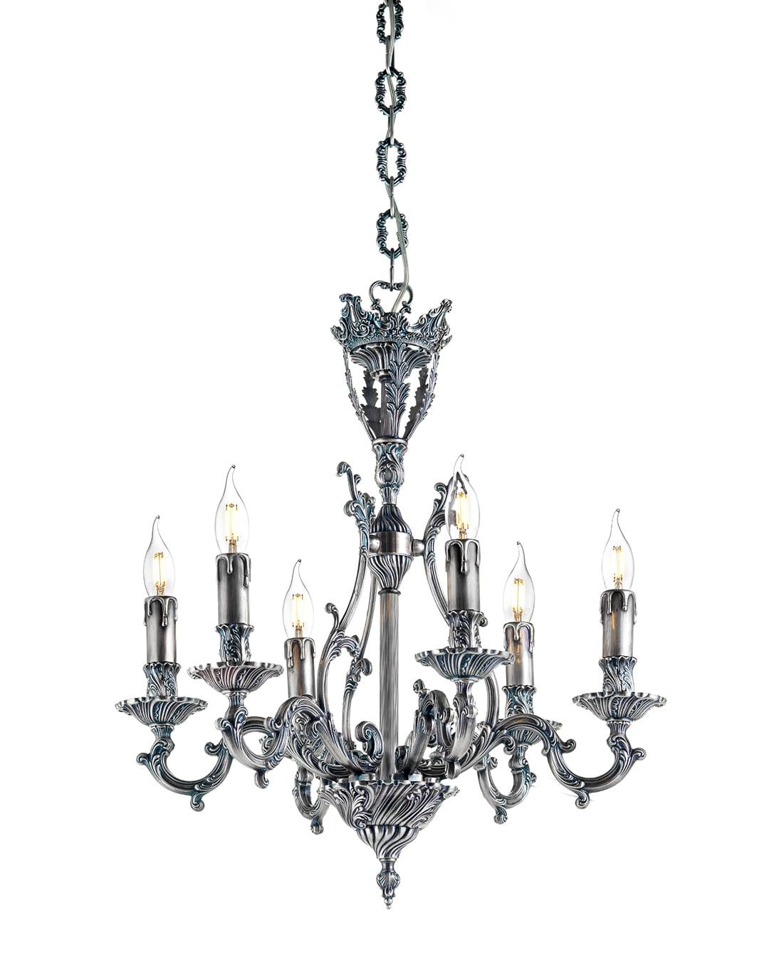 Handcrafted Chandelier in Blue Silver Finish