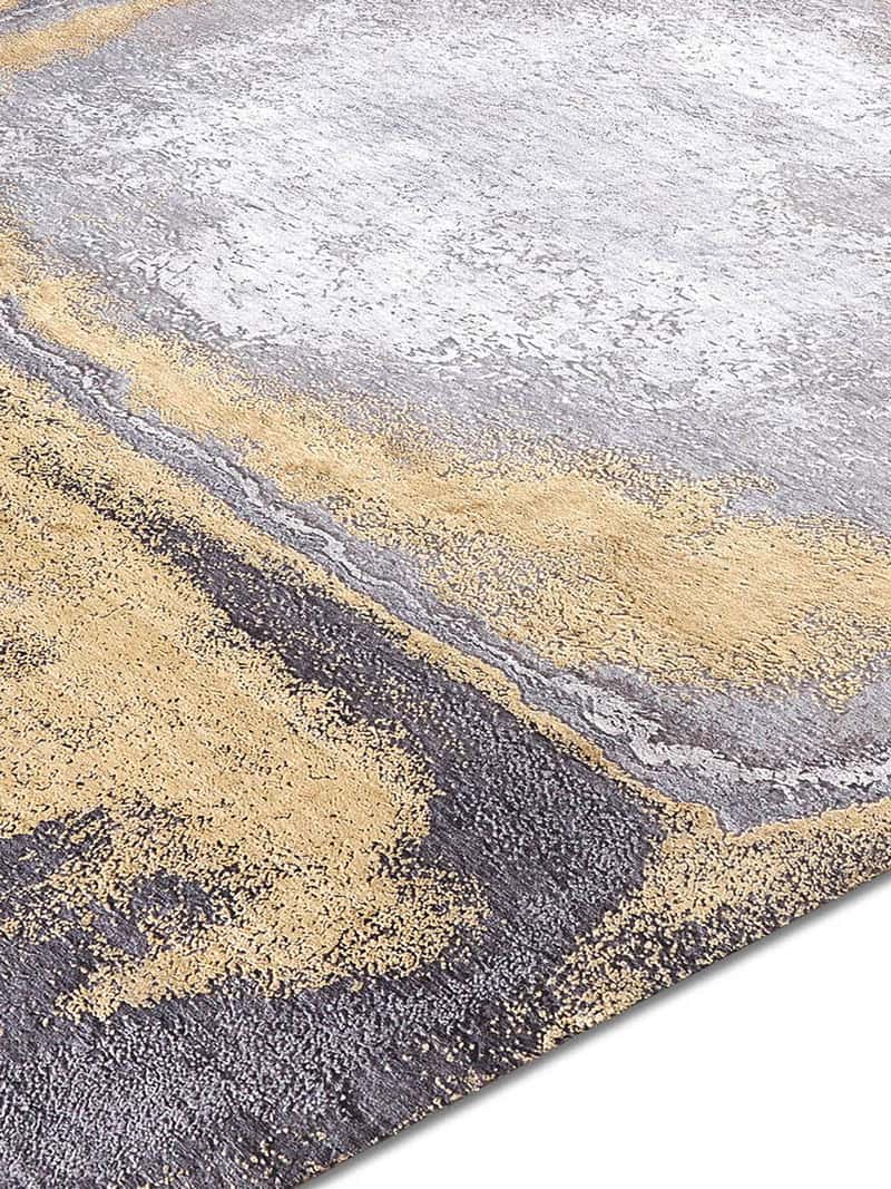 Gold on Grey Hand-Woven Rug