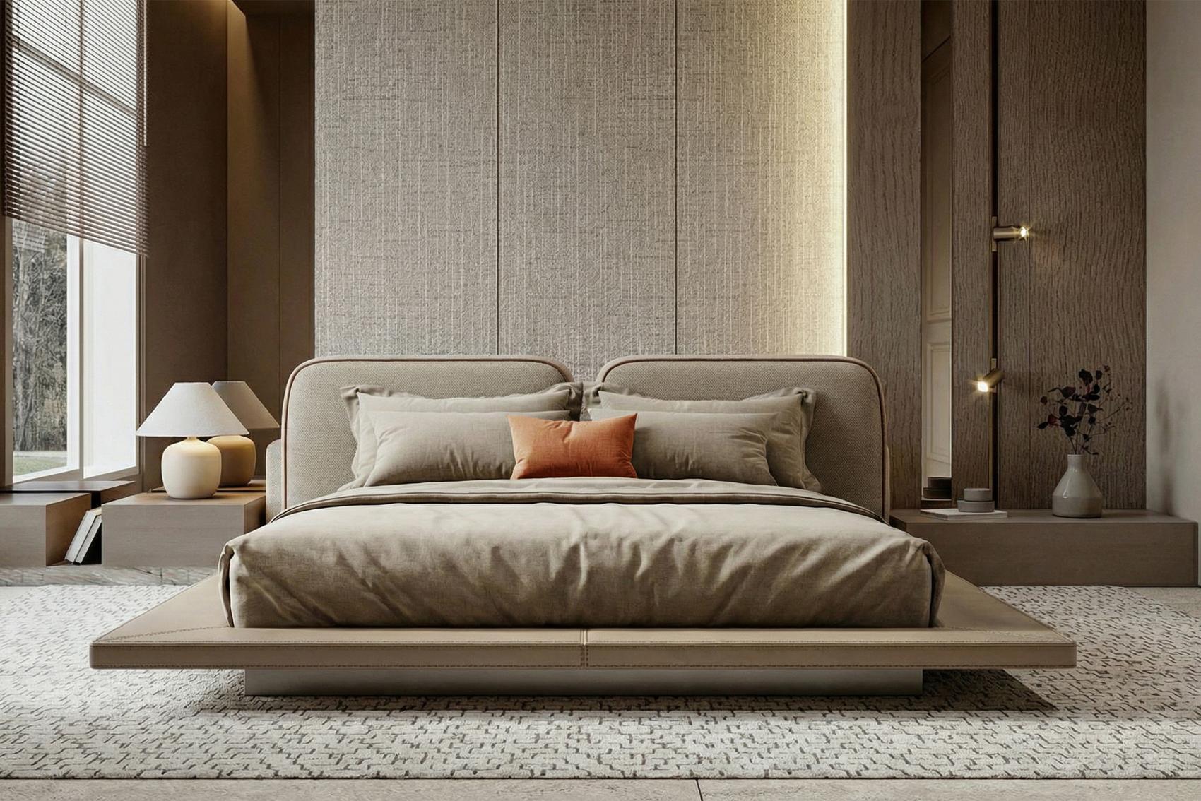 Aura Low Bed with Headboard