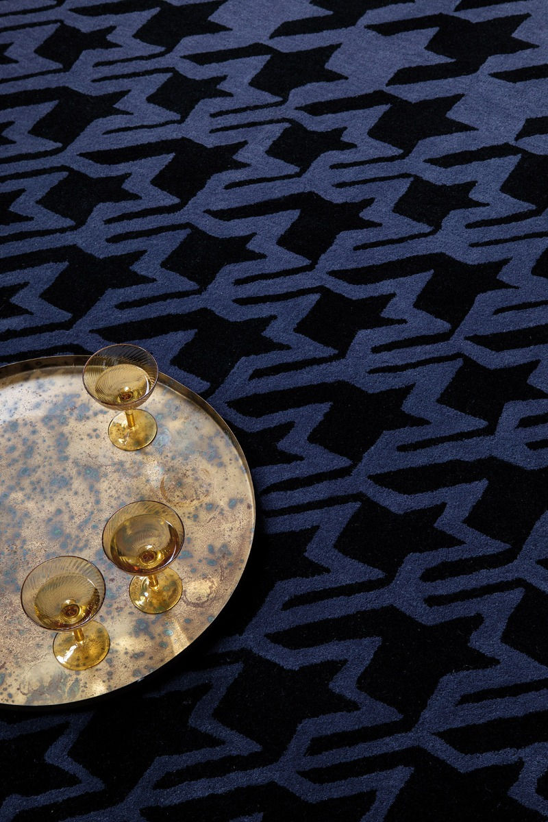 Houndstooth Dark Blue Rug