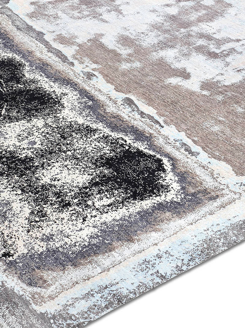 Silver / Grey Abstract Handmade Luxury Rug