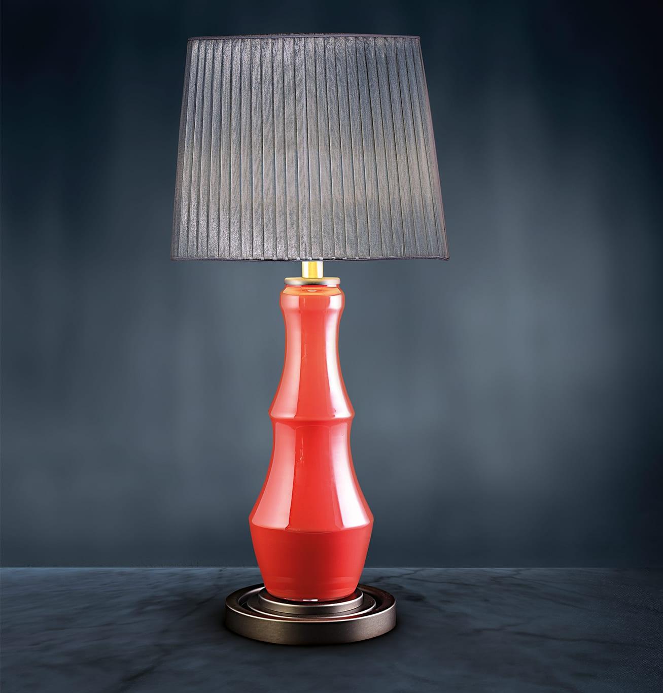 Coral Red Blown Glass Table Lamp