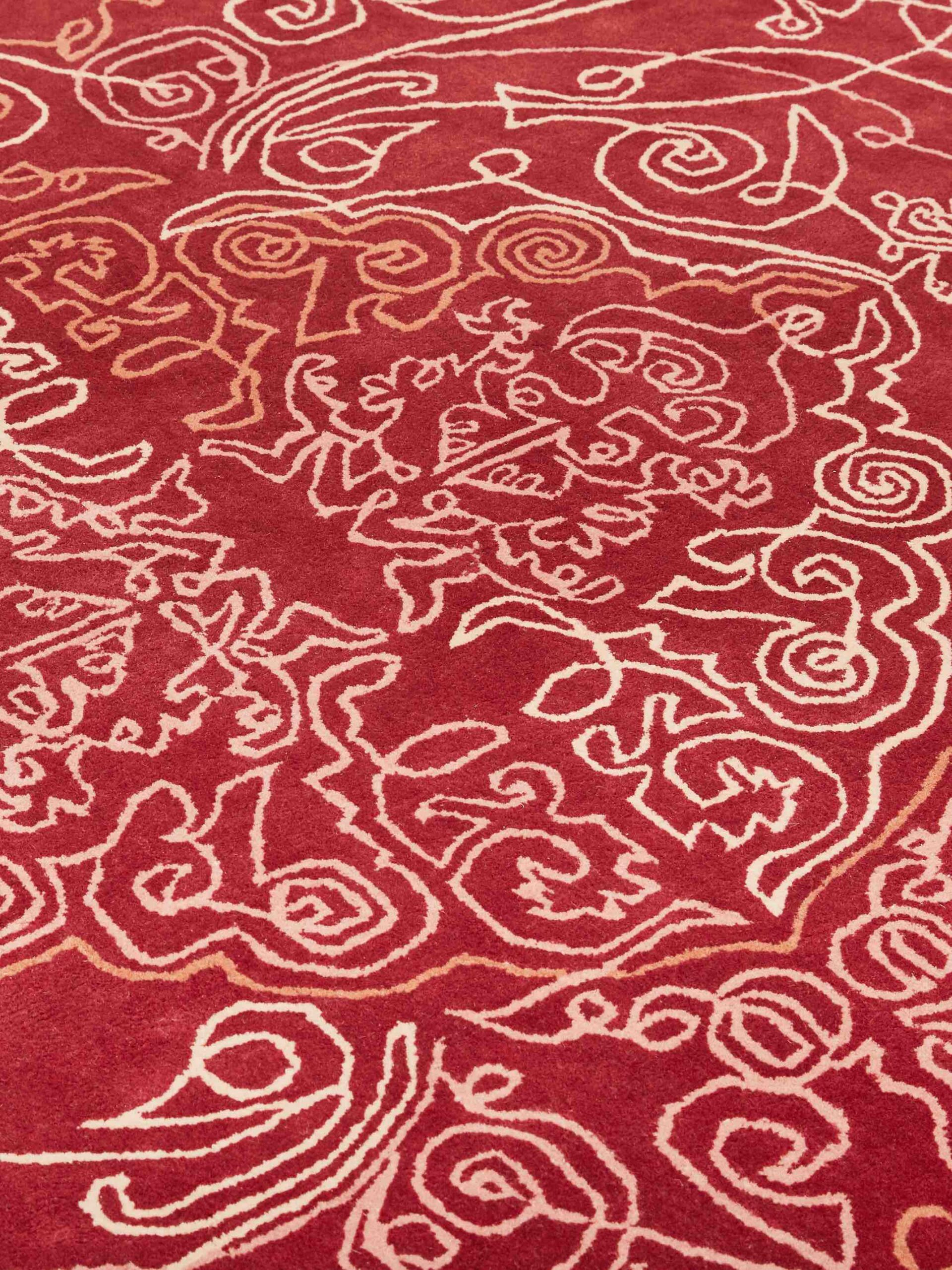 One-Stroke Red Hand-Woven Rug