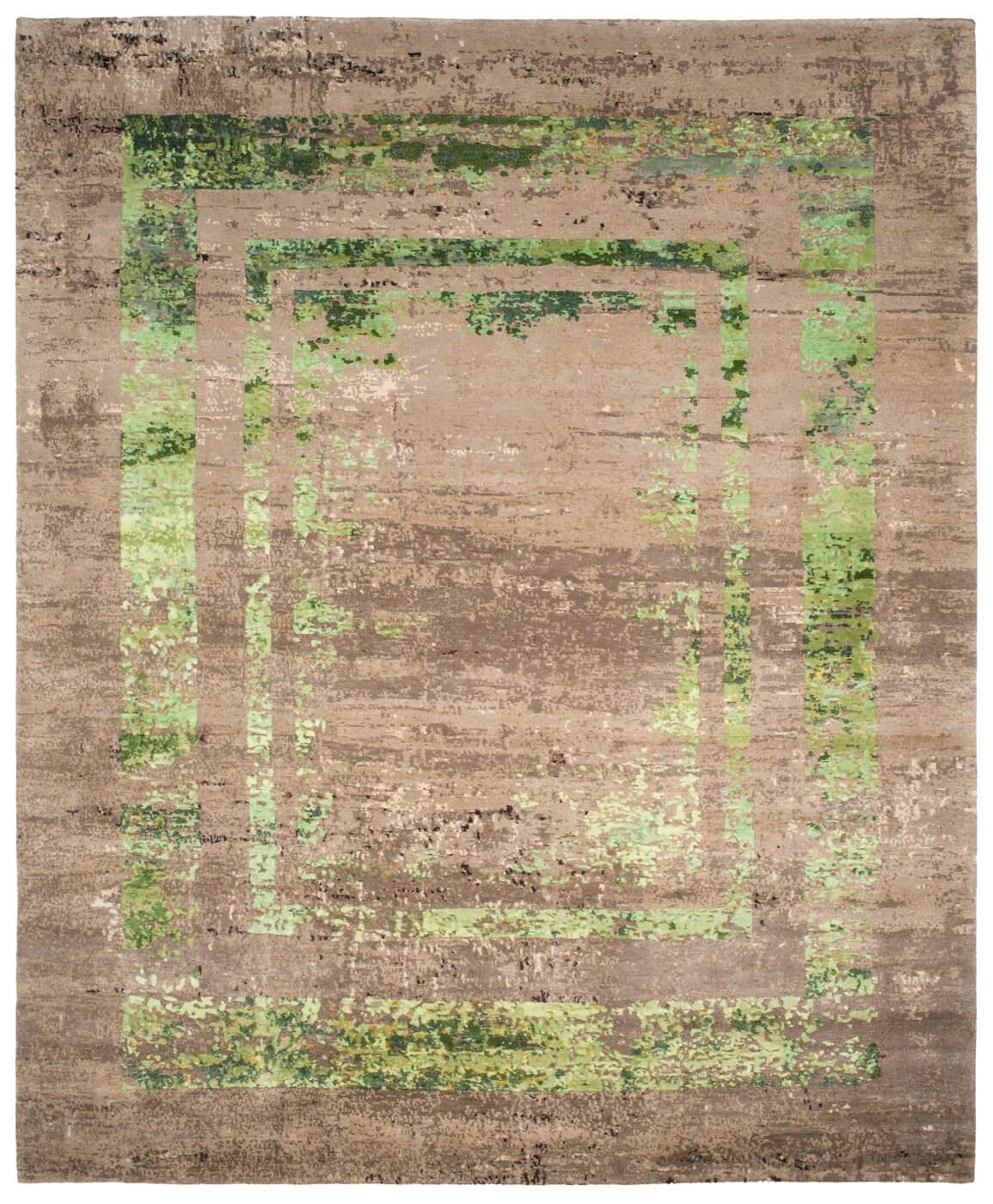 Artwork 27 Triple Border Green Rug