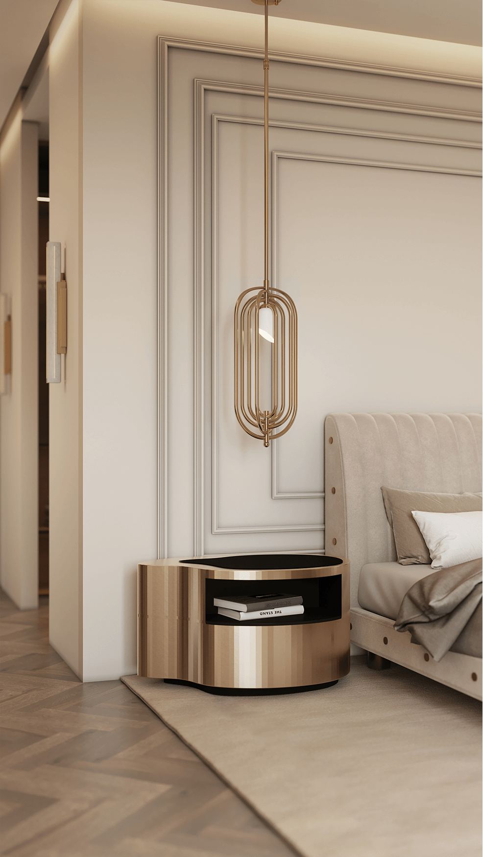 Crest Gold Bedside Table