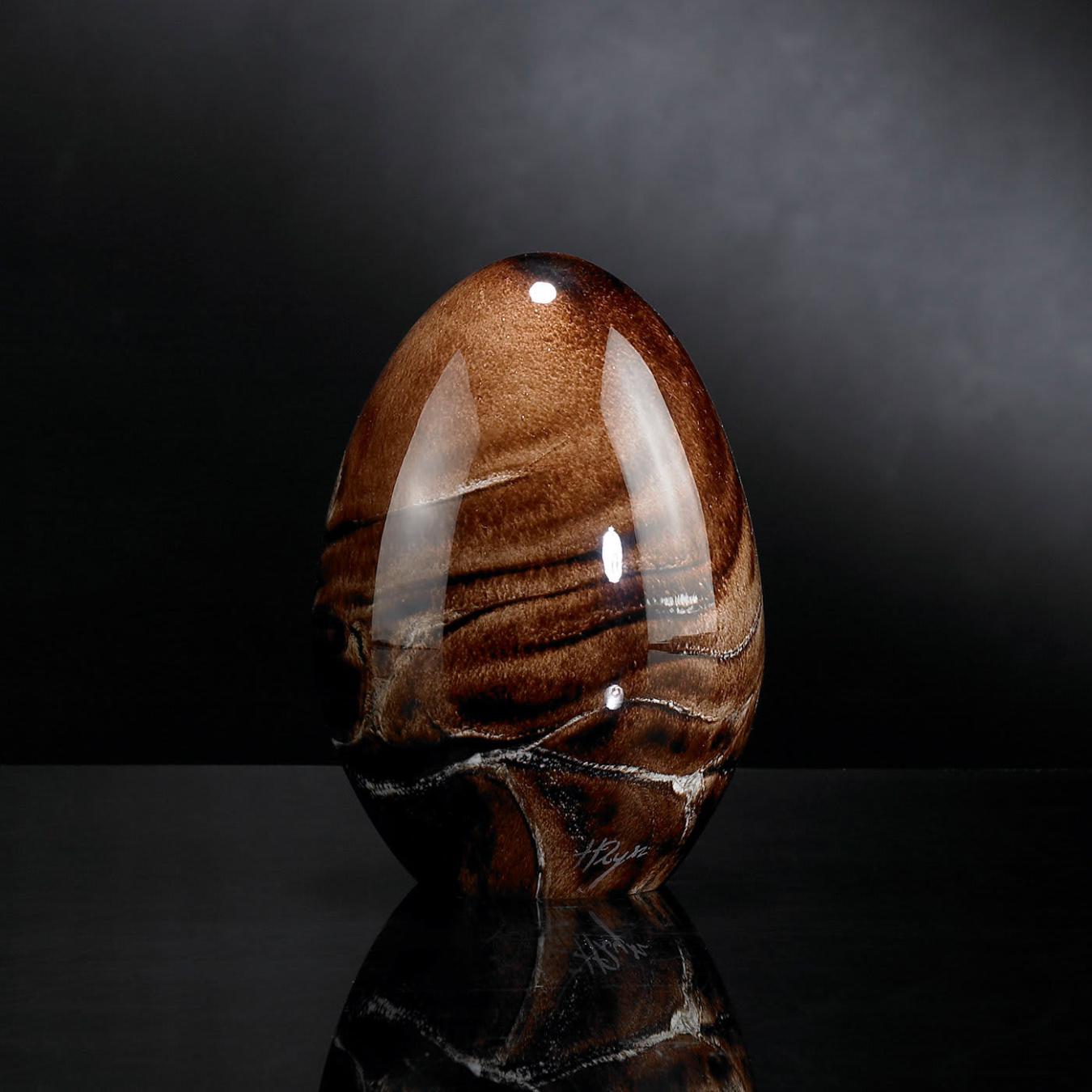 Small Brown Glass Egg Decor