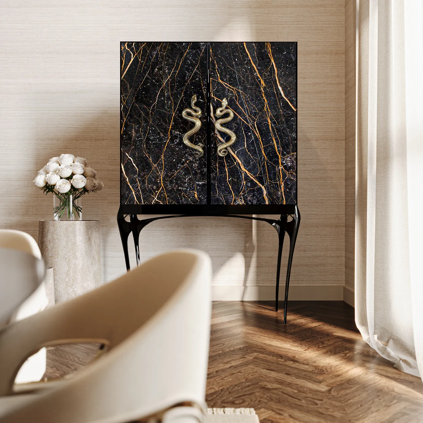 Nirvana Port Laurent Marble Bar Cabinet