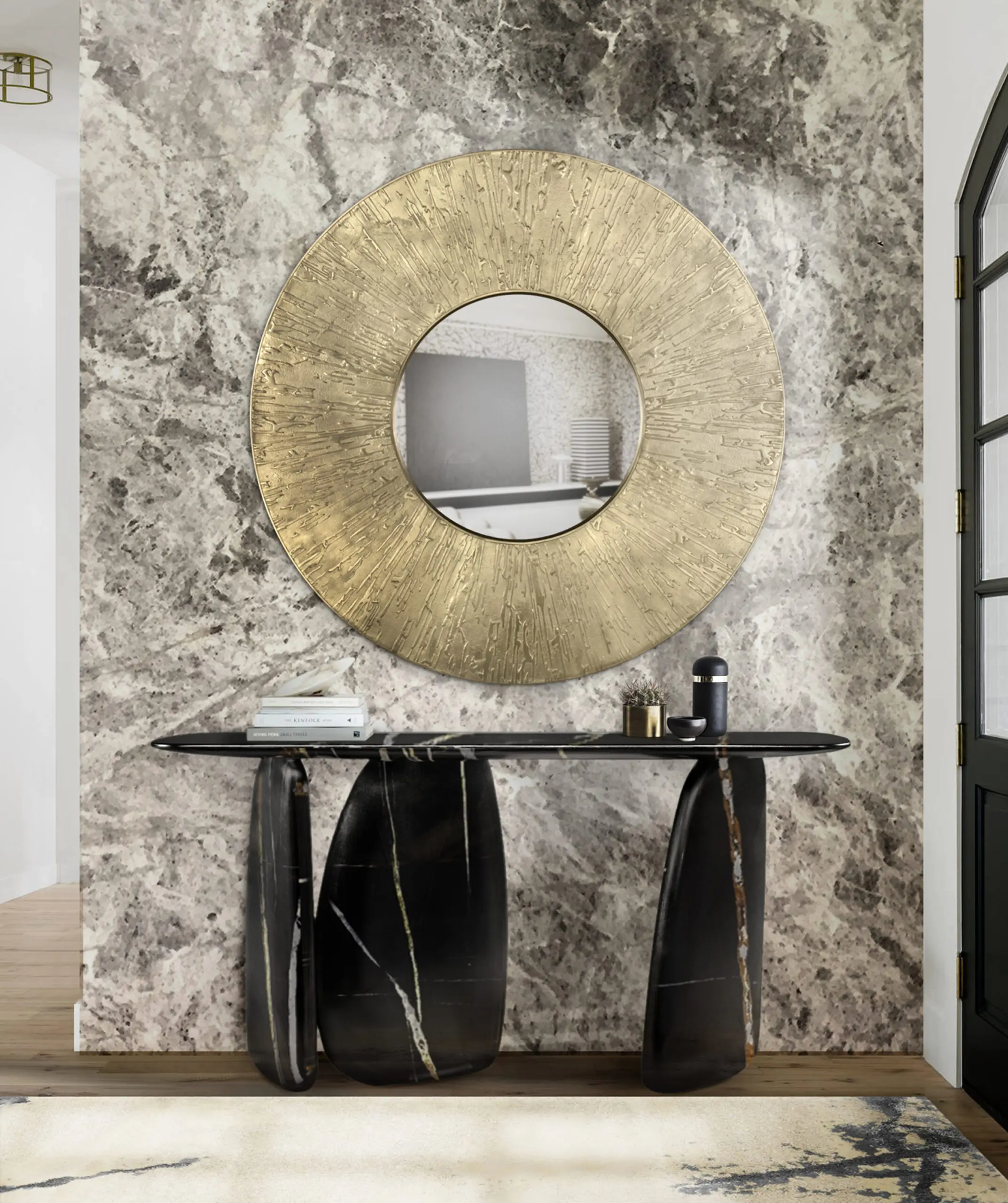 Sculptural Black Console