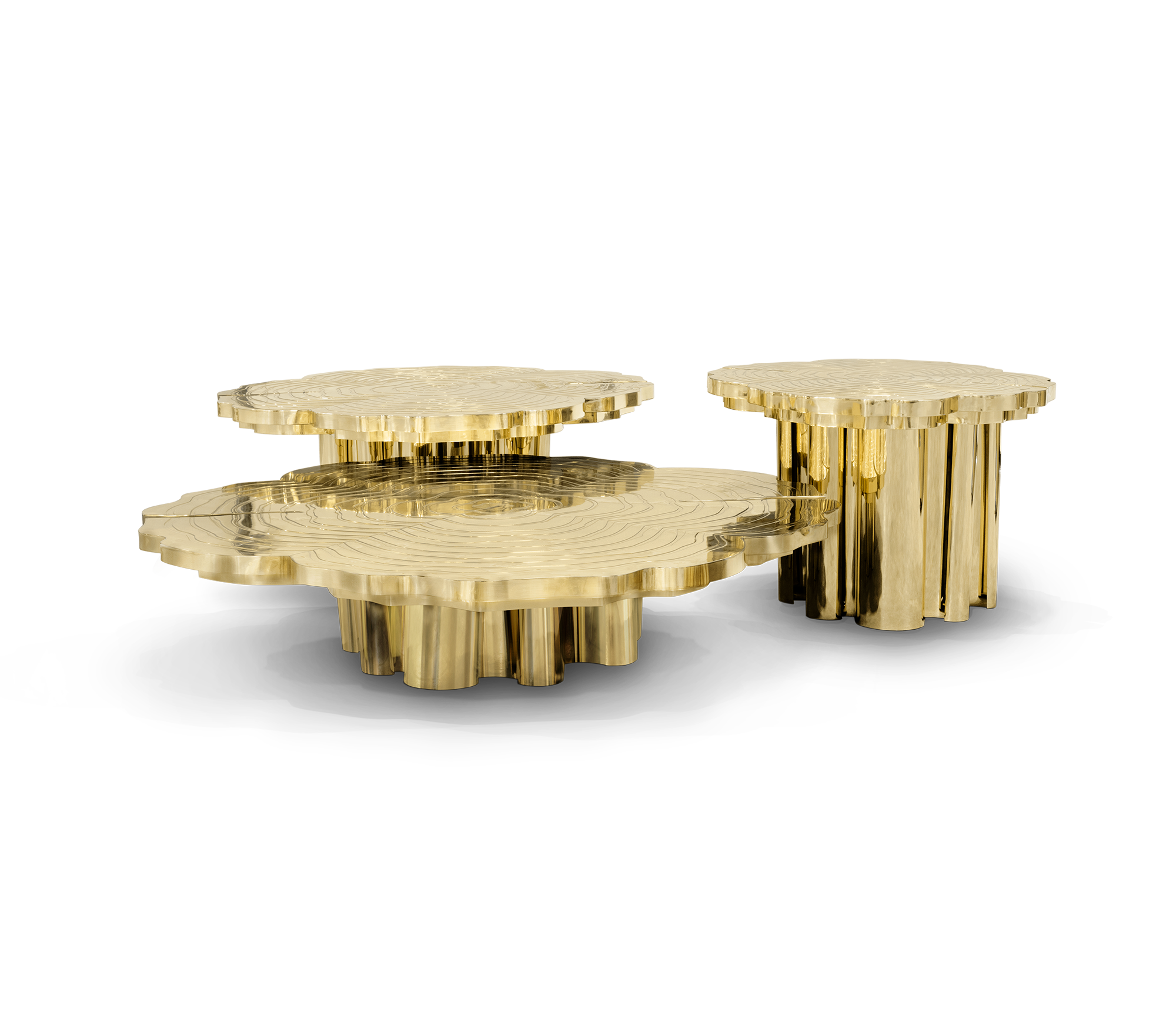 Fortuna Gold-Tone 3-Piece Coffee Table Set